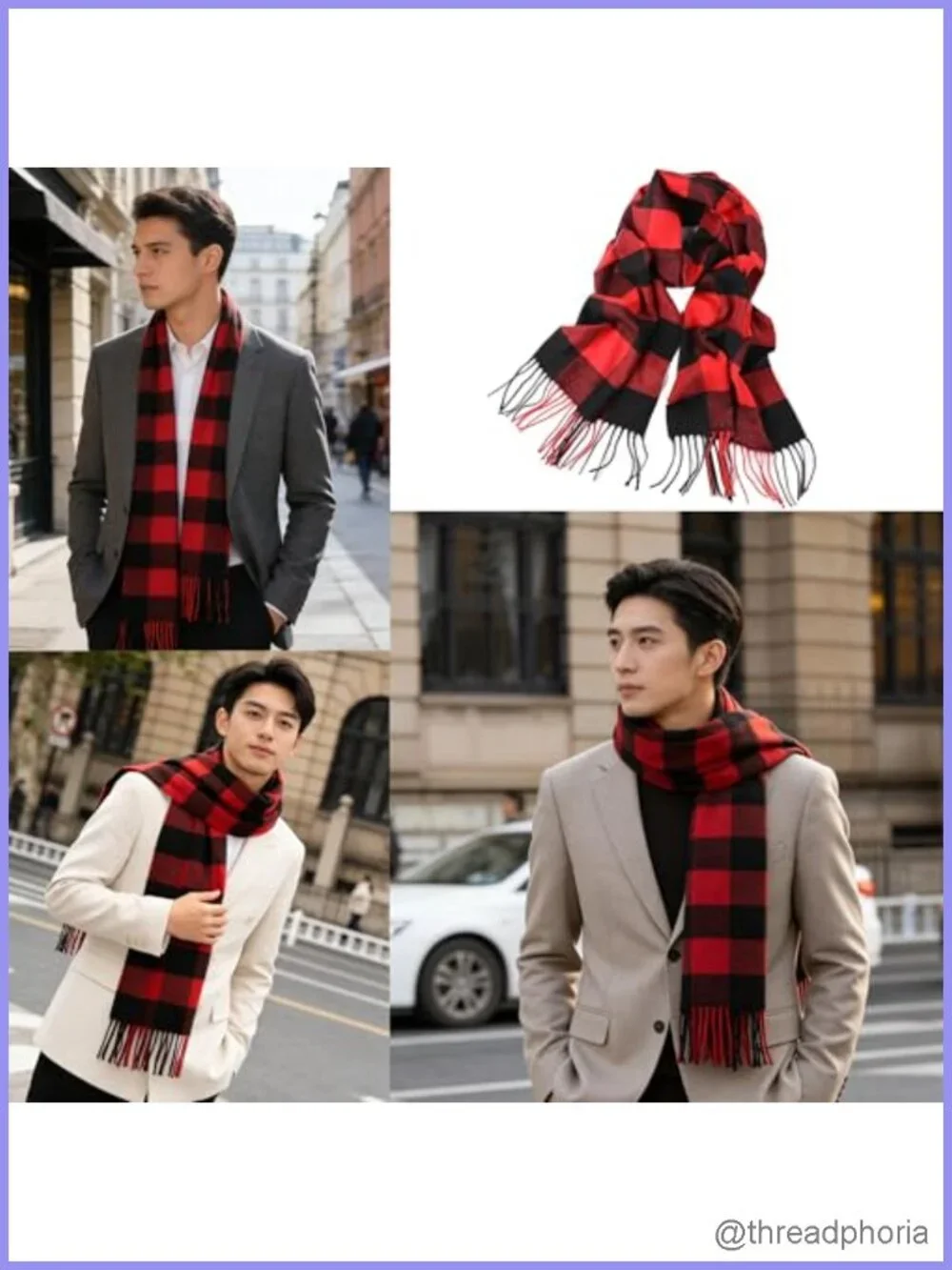 Soft Cashmere Feel Plaid Scarf Wrap Winter Warm
